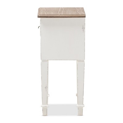 Dauphine Oak and White Wash Nightstand with Shelf