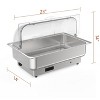 GustoWave 9 Qt Stainless Steel Electric Chafing Dish Buffet Server Food Warmer with Roll Top, Set of 2 - 3 of 4