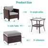 Sonkuki 5 Pieces PE Rattan Furniture Set with Side Table, Patio Chair with Washable Cushion, Ottomans for Balcony, Porch and Yard - 3 of 4
