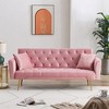 MYINDA Velvet Futon Reclining Sofa Bed with 2 Pillows for Living Room, Convertible 3 Adjustable Sofa for Small Spaces - 3 of 4