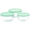 Gibson 6 Piece Borosilicate Glass Prep Bowl Set with Plastic Lids in Mint - 2 of 4