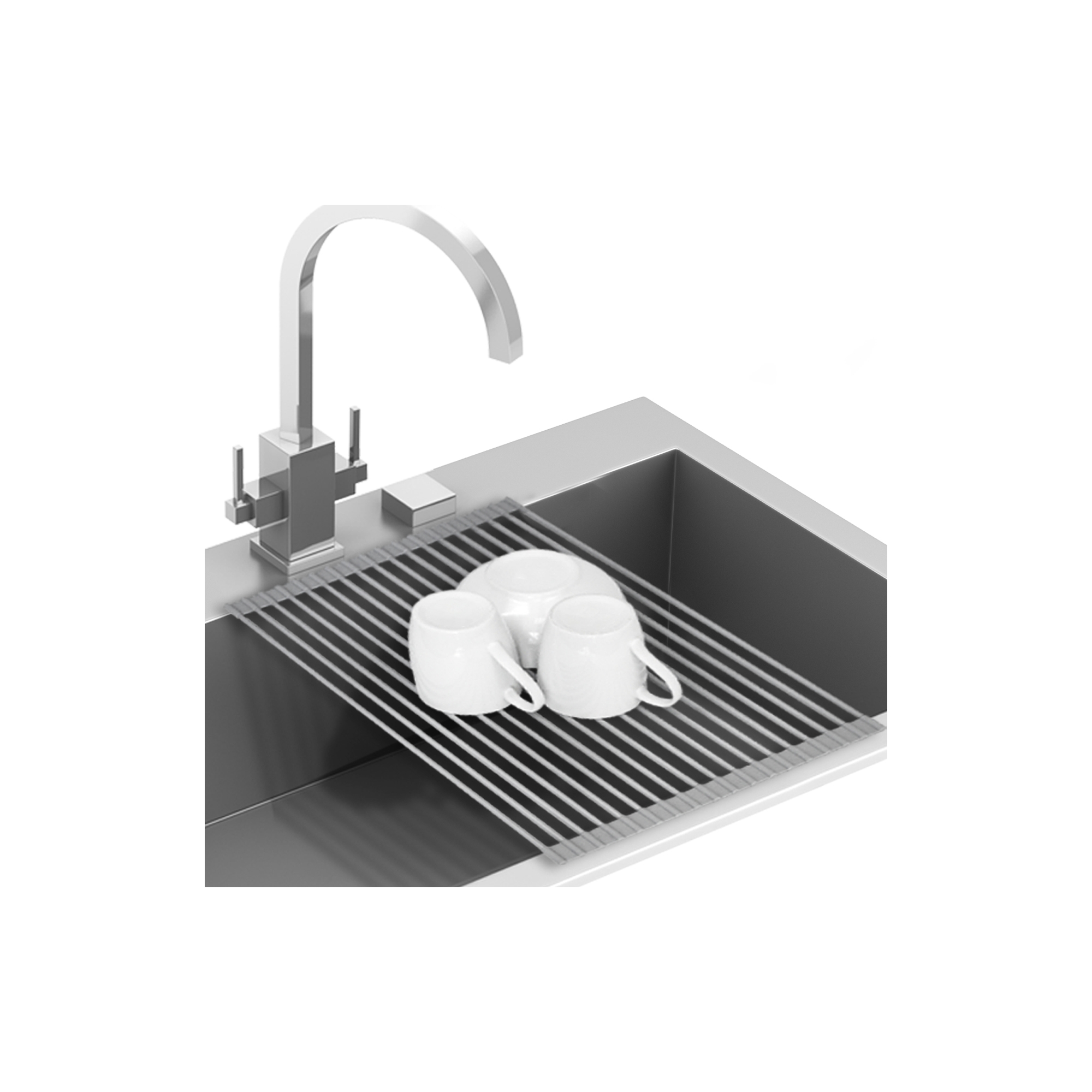 Sorbus Roll-Up Dish Drying Rack, Over the Sink Dish Drainer, Multipurpose Drying Rack for Dishes, Fruits & Vegetables, Silicone Coated Stainless Steel