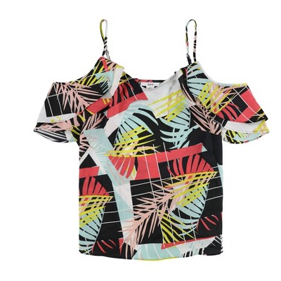 bar III Womens Leaf Print Knit Blouse
