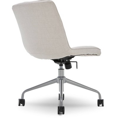 Ivory White High-Back Armless Task Chair with Polished Metal Base