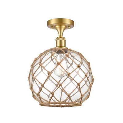 Farmhouse Rope - 1 Light Semi-Flush Mount In Industrial Style-15 Inches Tall and 10 Inches Wide