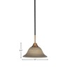 Toltec Lighting Paramount 1 - Light Pendant in  Matte Black/Brass with 10" Gray Linen Shade - 2 of 2