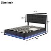 Upholstered Platform Bed with Storage, Modern PU Leather Bed with LED Lights, USB Charger, Space Saving & Storage -Maison Boucle - 4 of 4