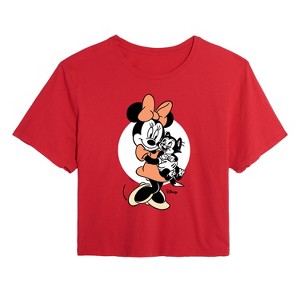 Women's - Disney Classics - Minnie And Figaro Cropped Graphic T-Shirt - 1 of 4
