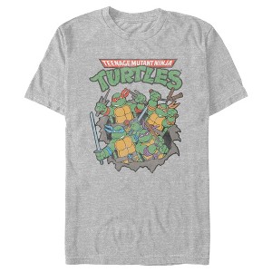 Men's Teenage Mutant Ninja Turtles Retro Turtles in Action T-Shirt - 1 of 4