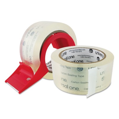 UNIVERSAL Heavy-Duty Acrylic Box Sealing Tape w/Disp 48mm x 50m 3" Core Clear 2/Pack 31102