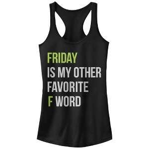 Juniors Womens CHIN UP Friday is My Other Favorite F Word Racerback Tank Top - 1 of 4