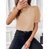 Coolmee Women Summer Blouse Casual Puff Short Sleeve Tops Fashion Crew Neck Tunic Shirts - 3 of 4