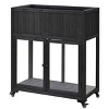 37''H Fir Wood Farmhouse Rustic Outdoor Potting Bench,Mini Cold Frame With 2 Doors And Wheels,Raised Bed With Liner And Drainage Holes -Maison Boucle - 3 of 4