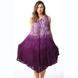 Riviera Sun Women's Ombre Tie-Dye Summer Dress with Hand-Painted Floral Design  Casual and Stylish Beachwear - 1 of 3