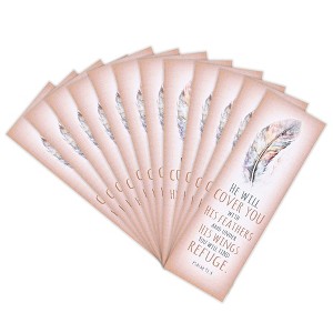 Dicksons He Will Cover You with Feathers - Psalm 91:4, Blush Pink 5.8 x 2.63 Inch Paper Bookmark; Pack of 12 - 1 of 3