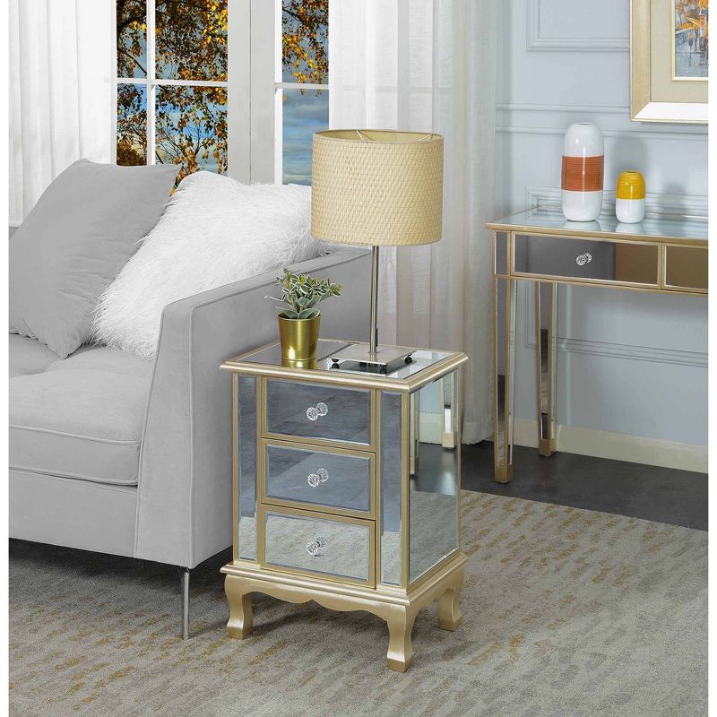 Gold Coast Vineyard Mirrored 3 Drawer End Table - Breighton Home, 3 of 10