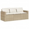 vidaXL Patio Sofa with Cushions 3-Seater Beige Poly Rattan - 2 of 4