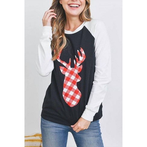 Women's Deer Plaid Raglan Top - Rousseau - image 1 of 1