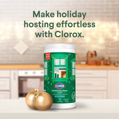 Clorox Fresh Lemon Scented Seasonal Disinfecting Wipes All Purpose Cleaners - 225ct/3pk