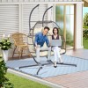 2 Person Outdoor Rattan Hanging Chair,Water Resistant Fabric Upholstered Patio Wicker Lounge Egg Chair For Backyard,Garden-Coolbibila - 3 of 4