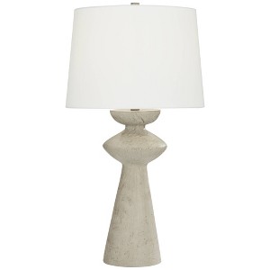 Possini Euro Design Claire 30" Tall Large Mid Century Modern Farmhouse Rustic End Table Lamp White Beige Living Room Bedroom Bedside Nightstand House - 1 of 4
