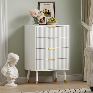 4 Drawer Dresser With Storage, Chest of Drawers With Metal Handles, Modern Minimalist Nightstand， Organizer Cabinet for Living Room, Bedroom, Hallway - 1 of 4