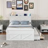 Wooden Trundle Bed with Storage Drawers,USB Charging,Space Saving Kids Furniture-Maison Boucle - 2 of 4