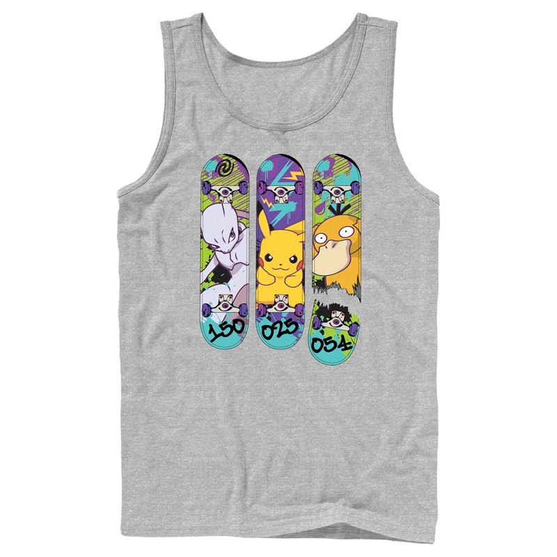 Men's Pokemon Mewtwo, Pikachu, and Psyduck Skateboard Decks Tank Top, 1 of 6