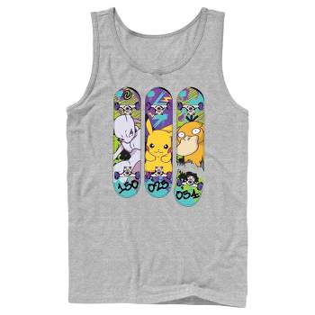 Men's Pokemon Mewtwo, Pikachu, and Psyduck Skateboard Decks Tank Top