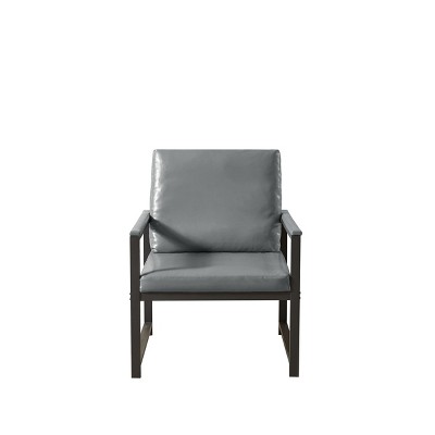 GlasFlength Accent Chairs Modern Tech Fabric Armchair with Padded Armrests Simple Design for Living Room Office, Gray, 29.13"*27.95"*36.22"