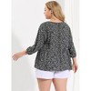 Agnes Orinda Women's Plus Size V Neck Babydoll 3/4 Lantern Sleeve Casual Floral Flowy Blouses - 4 of 4