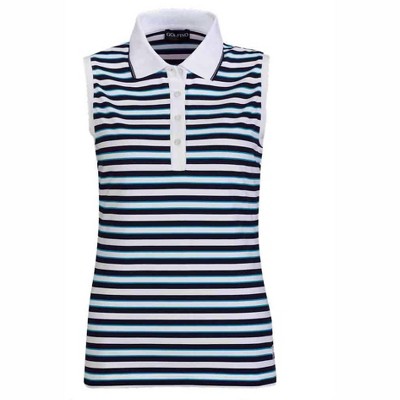 Women's WO'S SEA SALT STRIPED SLEEVELESS POLO - GOLFINO