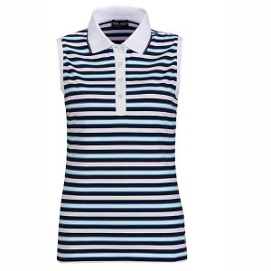 Women's WO'S SEA SALT STRIPED SLEEVELESS POLO - GOLFINO - 1 of 1
