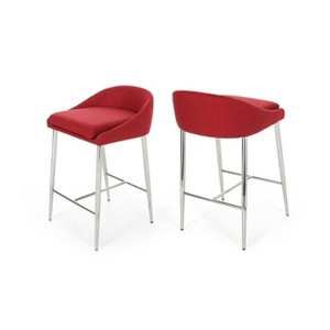 Set of 2 Bandini Modern Upholstered Counter Height Barstools - Christopher Knight Home - 1 of 4
