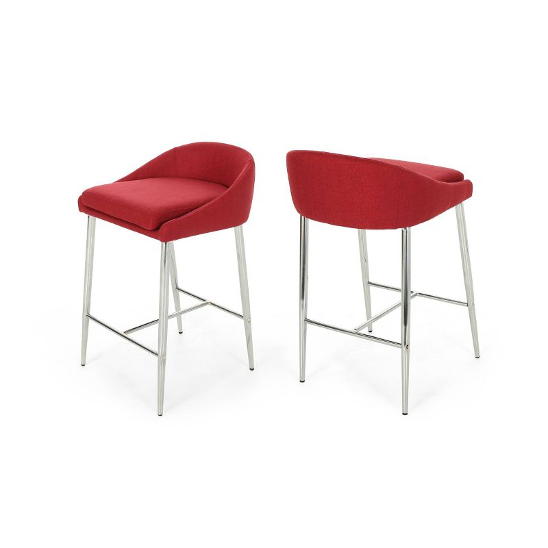 Set of 2 Bandini Modern Upholstered Counter Height Barstools - Christopher Knight Home, 1 of 10