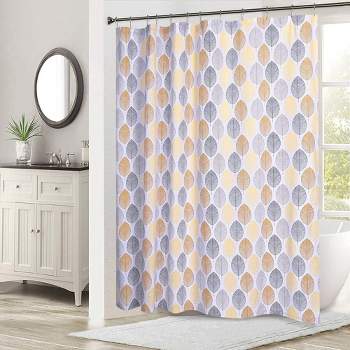 Shower Curtain Scandi Leaf Print Bathroom Shower Curtain