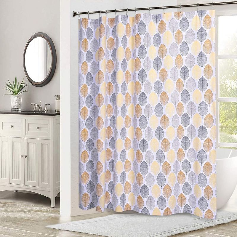 Shower Curtain Scandi Leaf Print Bathroom Shower Curtain, 1 of 6