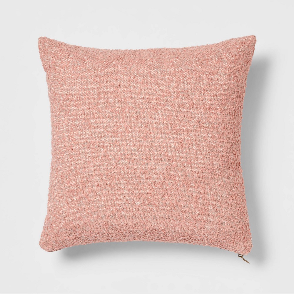 Woven Boucle Square Throw Pillow with Exposed Zipper Blush - Threshold