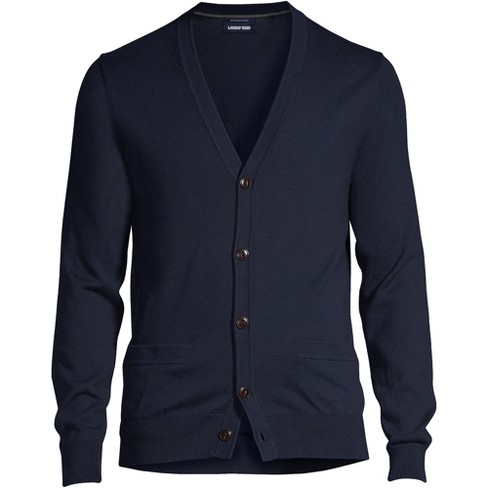 Lands' End Men's Fine Gauge Supima Cotton V-Neck Cardigan Sweater - 2X  Large - Radiant Navy