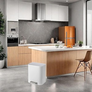 Trash Can with Lid, Stainless Steel Step-on Garbage Can with Removable Inner Bucket for Kitchen Bathroom, Office, Living Room - 1 of 4