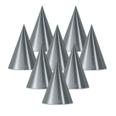 Beistle Foil Cone Hat, 6.5", (48/Pkg) Silver