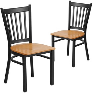 Emma and Oliver 2 Pack Vertical Back Metal Restaurant Chair - 1 of 4