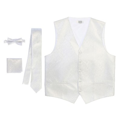 Gioberti Men's Formal 4pc Metallic Paisley Vest Necktie Bowtie and Pocket Square