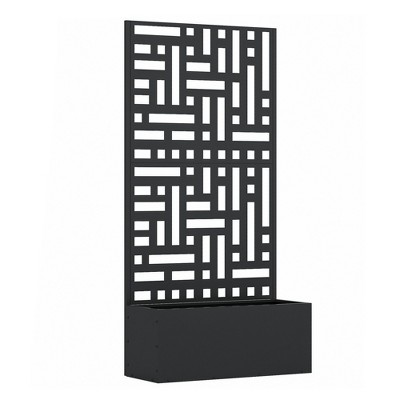 Lirago,Black Iron Planters with Hollow Pattern Screen-Functional Decorative Wall with Climbing Frame for Indoor/Outdoor