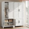 Clothes Armoire Wardrobe Closet w/ 4 Doors,72 in Wooden Wardrobe Cabinet w/ Hanging Rod, Freestanding Tall Clothing Armoire Cabinet - 3 of 4
