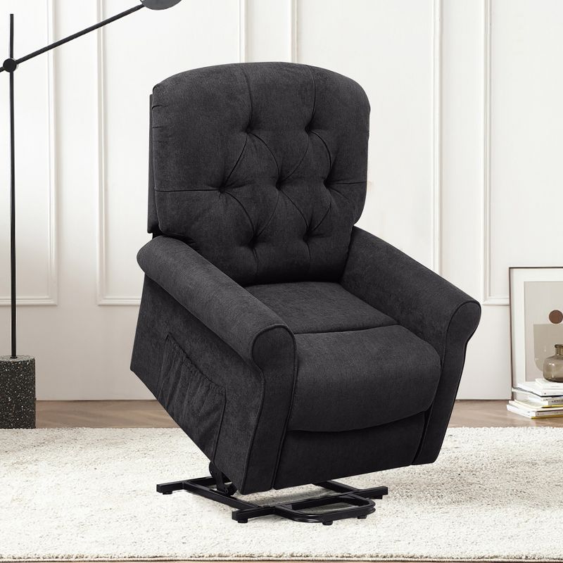 Costway Power Lift Recliner Chair Sofa for Elderly w/ Side Pocket & Remote Control Black\Brown, 2 of 11