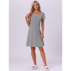 INSPIRE CHIC Women's Short Sleeve Button Down Crewneck Night Dress - 2 of 4