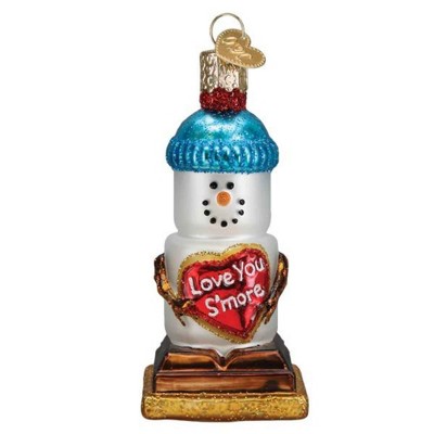Old World Christmas 3.75 In Love You S'more Snowman Ornament Marshmallow Heart Tree Ornaments