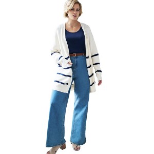 ellos Plus Size Shaker Stitch Cardigan - 1 of 4
