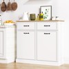 Trash Cabinet Tilt Out, Hidden Trash Can Cabinet Storage Holder, Freestanding Pet-Proof Garbage Can Cabinet for Kitchen Dining Living - 2 of 4